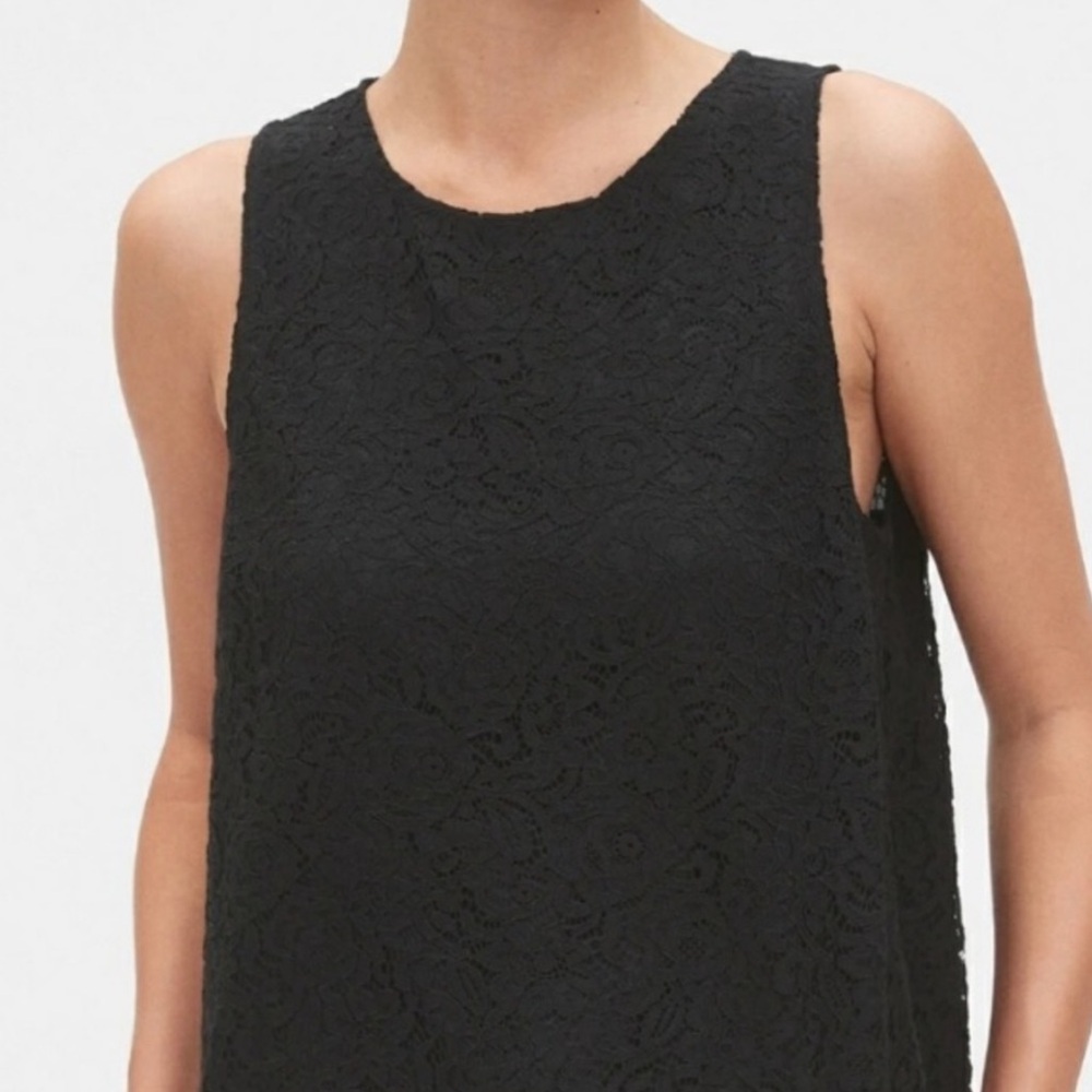 Banana Republic Black Lace Lined Zip Shell Tank Sz 8